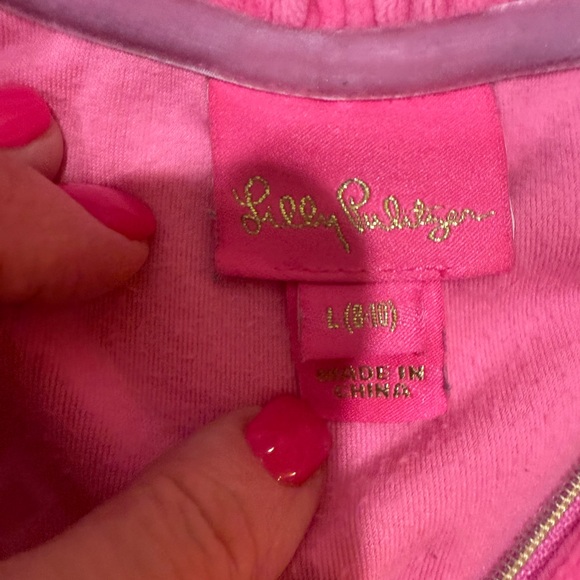 Lilly Pulitzer Girls Pink Velour Tracksuit Jacket & Pants Size L (8-10) - Picture 2 of 11